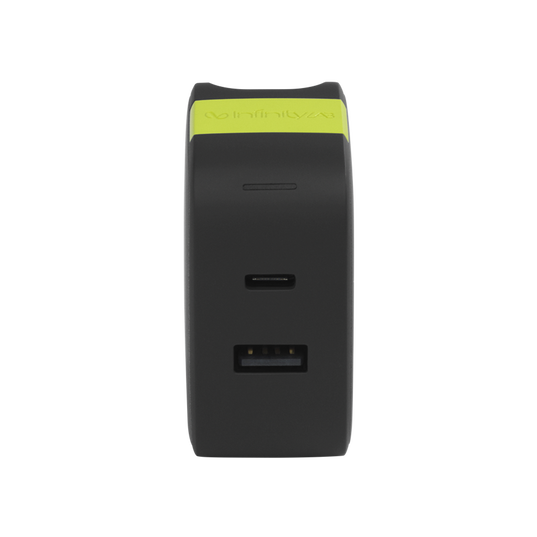 InstantCharger 65W 2 USB - Black - Powerful USB-C and USB-A GaN PD charger - Back
