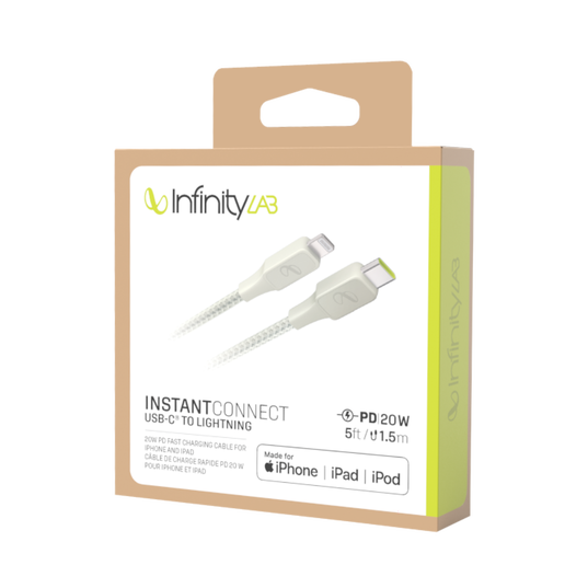 InstantConnect USB-C to Lightning - White - 20W PD fast charging cable for iPhone® and iPad® - Detailshot 5